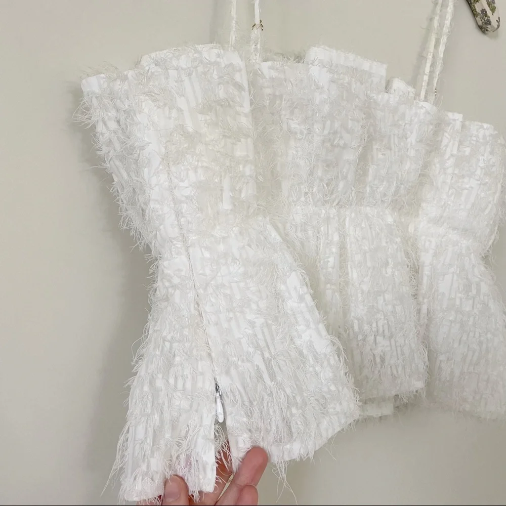Zara White Crop Top Textured Fringe Top - Picture 9 of 16
